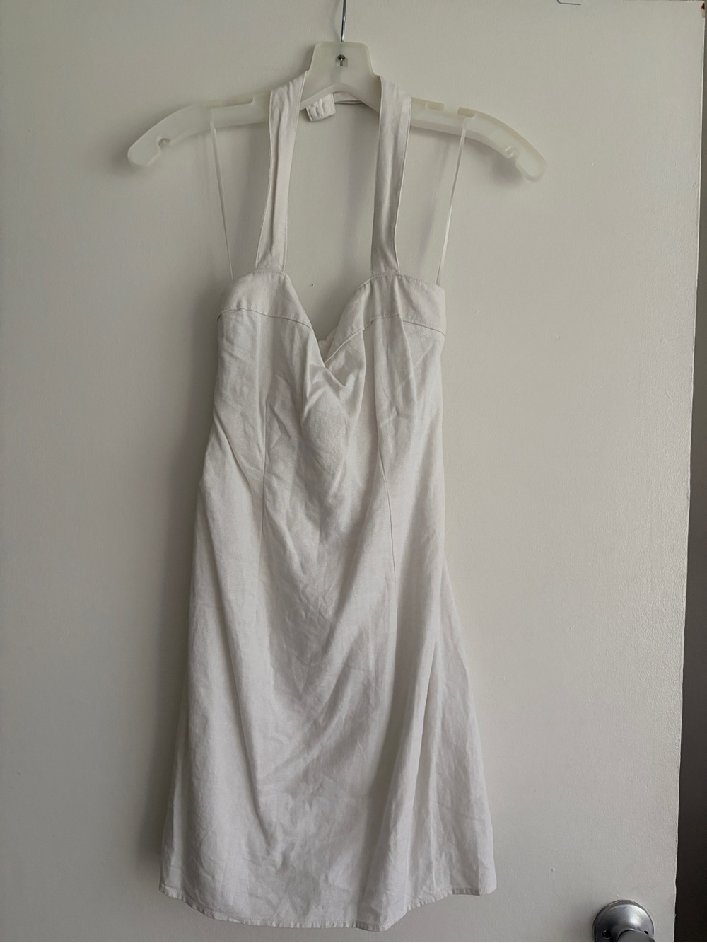 Abercrombie & Fitch White Linen Halter Mini Dress